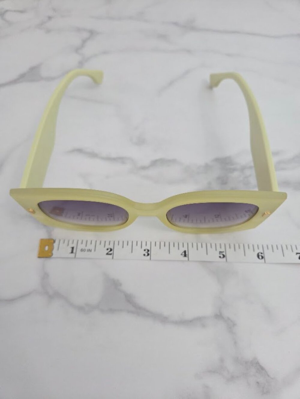 Oversized Square Sunglasses Pastel Lime Green Yellow Frame Gradient Lens - Picture 10 of 13
